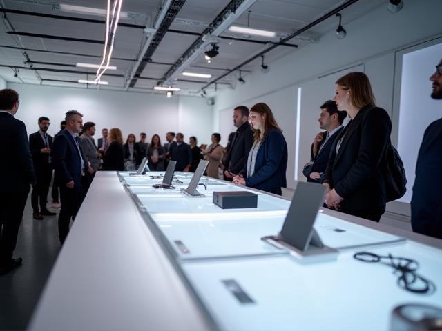 Lancement produit technologique dans un espace moderne et calme