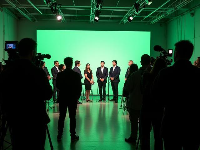 Séance presse organisée avec éclairage professionnel dans le lieu